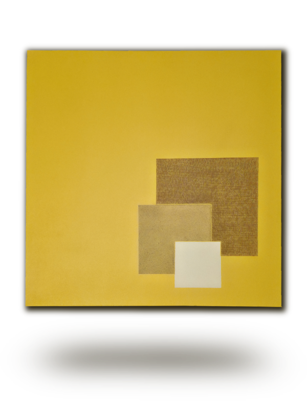 Tableau contemporain texturé jaune : Incandescence Soufrée par l'artiste Karim Chatti.