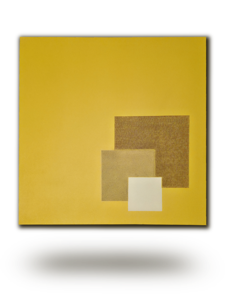 Tableau contemporain texturé jaune : Incandescence Soufrée par l'artiste Karim Chatti.