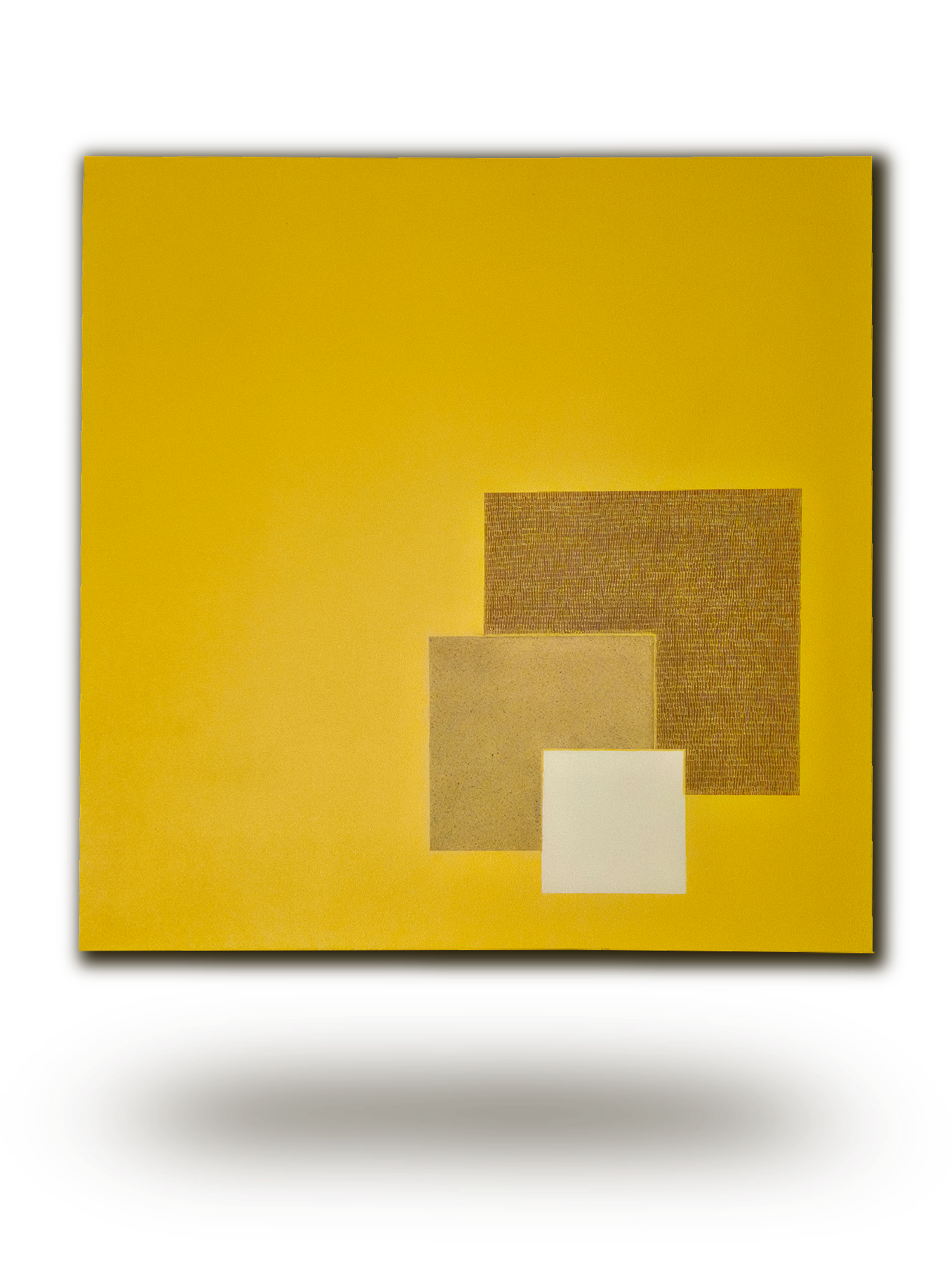 Tableau contemporain texturé jaune : Incandescence Soufrée par l'artiste Karim Chatti.