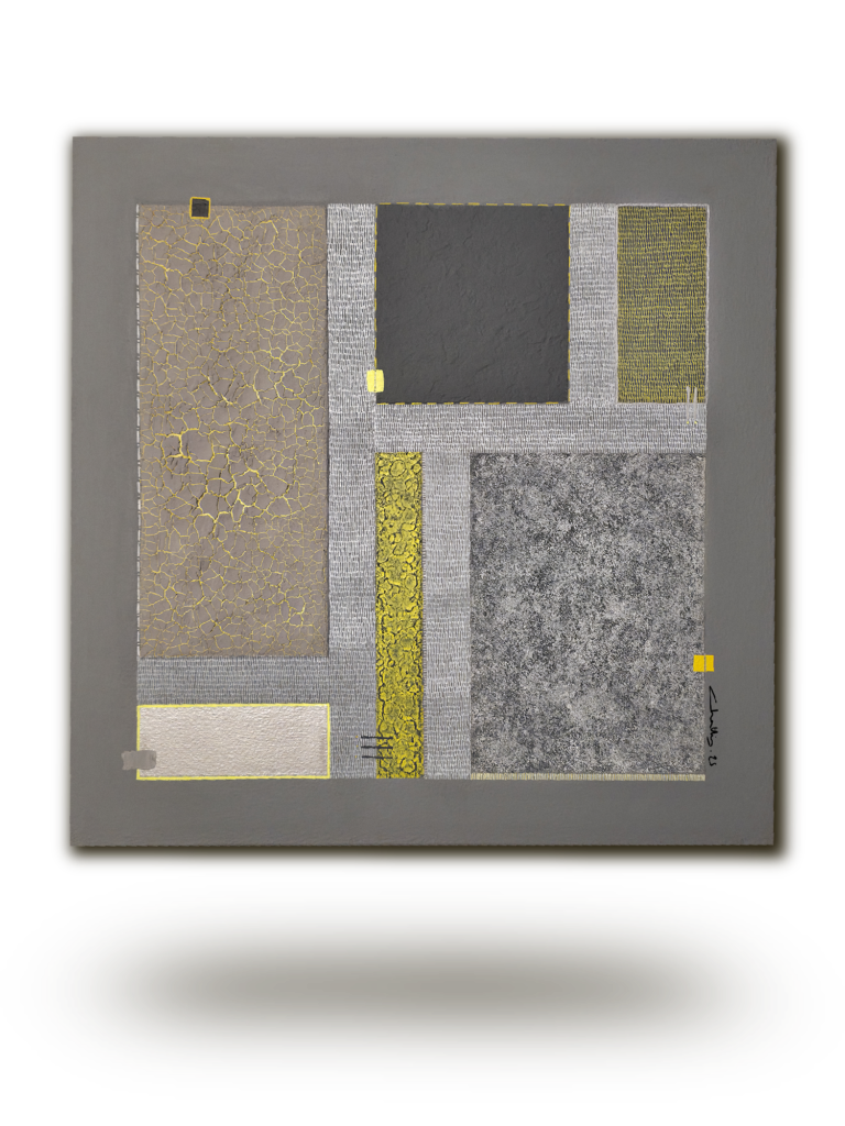 Peinture originale grise Rempart des Murmures par l'artiste peintre Karim Chatti