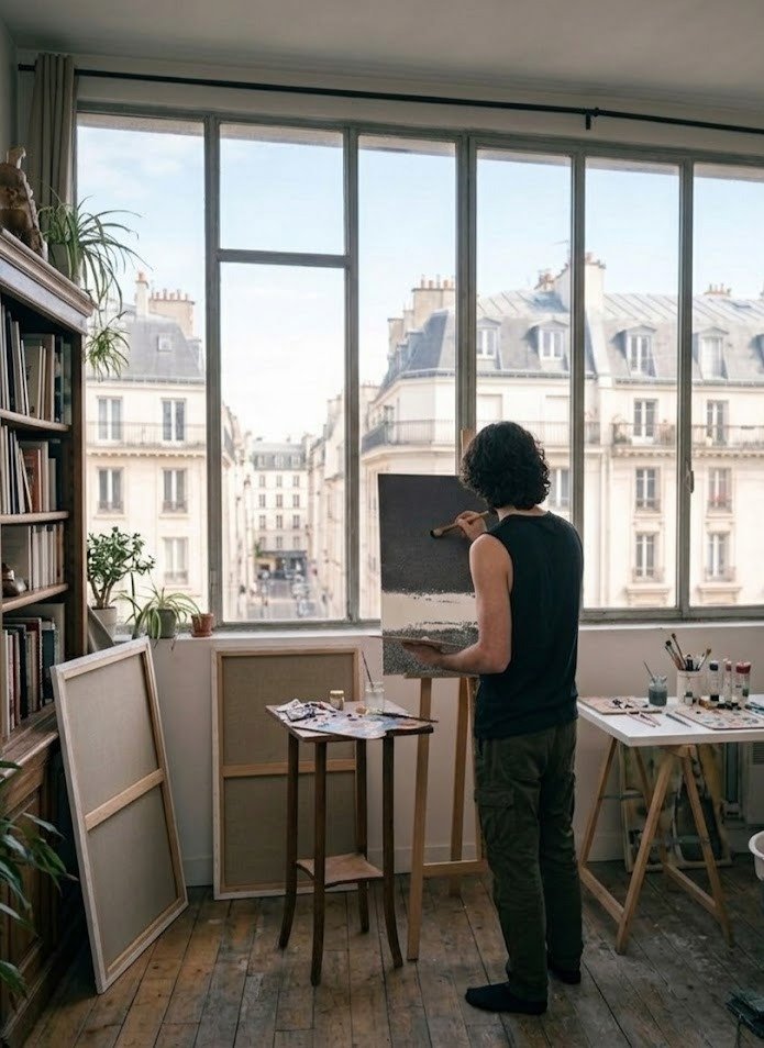 Œuvre originale installée — artiste contemporain, silence et relief